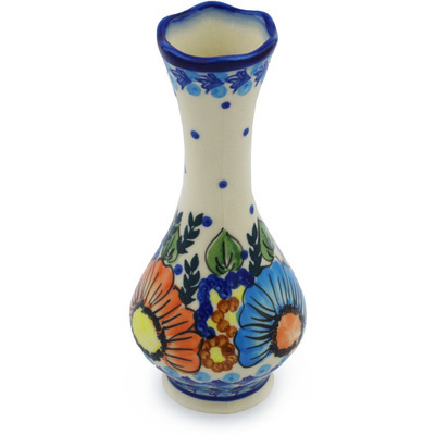 Polish Pottery Vase 7&quot; Bold Poppies