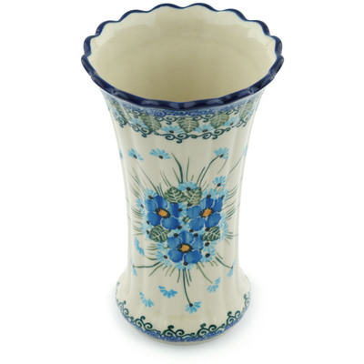 Polish Pottery Vase 7&quot; Forget Me Not UNIKAT