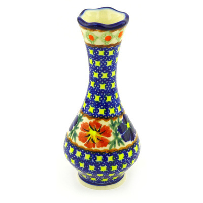 Polish Pottery Vase 7&quot; Paradise Poppy