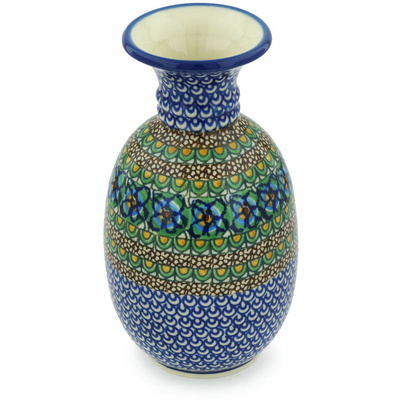 Polish Pottery Vase 8&quot; Mardi Gras UNIKAT
