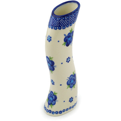 Polish Pottery Vase 9&quot; Bleu-belle Fleur