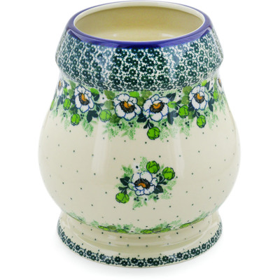 Polish Pottery Vase 9&quot; Daisies Wreath UNIKAT