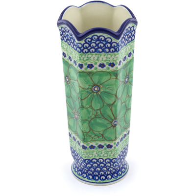 Polish Pottery Vase 9&quot; Key Lime Dreams UNIKAT