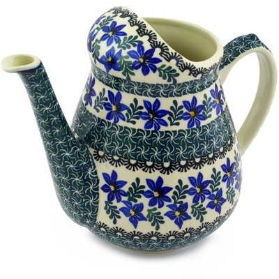 Polish Pottery Watering Can Blue Violets