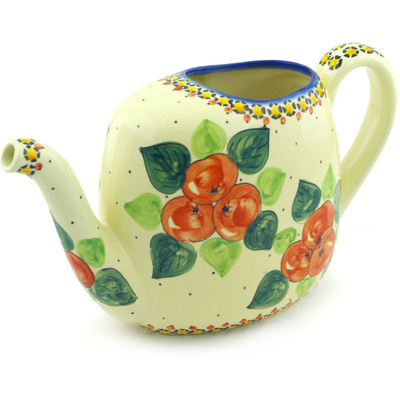 Polish Pottery Watering Can Red Apples UNIKAT