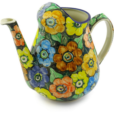 Polish Pottery Watering Can Springtime Flowers UNIKAT