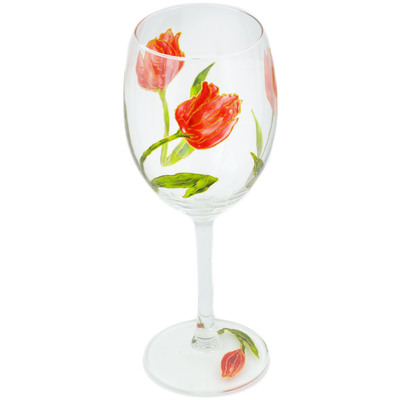 Glass Wine Glass 10 oz Frosty Tulips