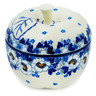 Polish Pottery Apple Shaped Jar 5&quot; Blue Spring
