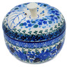 Polish Pottery Apple Shaped Jar 5&quot; Hummingbird Blue UNIKAT
