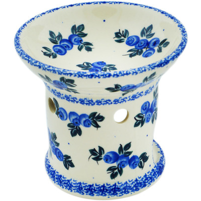 Polish Pottery Aroma Oil Burner Lamp 4&quot; Blue Berry Special UNIKAT