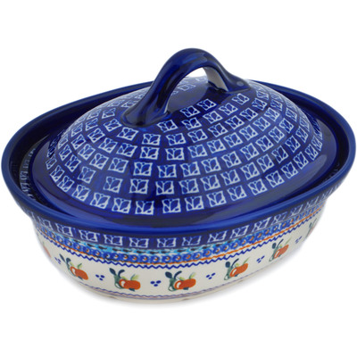 Polish Pottery Baker with Cover 10&quot; Apple Pears