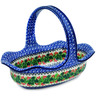 Polish Pottery Basket with Handle 11&quot; Blooming Rowan