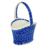 Polish Pottery Basket with Handle 7&quot; Blue Bounty