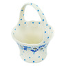 Polish Pottery Basket with Handle 8&quot; Blue Spring