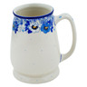 Polish Pottery Beer Mug 34 oz Blue Spring Blue