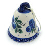 Polish Pottery Bell Ornament 2&quot; Blue Berry Special UNIKAT