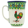 Polish Pottery Bistro Mug Rooster&#039;s Crow UNIKAT