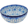 Polish Pottery Bowl 11&quot; Blue Poinsettia UNIKAT