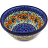 Polish Pottery Bowl 6&quot; Orange Blooms UNIKAT