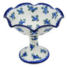 Polish Pottery Bowl with Pedestal 9&quot; Blue Berry Special UNIKAT