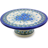 Polish Pottery Cake Stand 8&quot; Forget Me Not UNIKAT