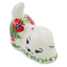Polish Pottery Cat Figurine 2&quot; Midsummer Bloom