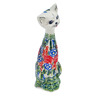 Polish Pottery Cat Figurine 8&quot; Botanical Bliss UNIKAT