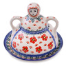 Polish Pottery Cheese Lady 8&quot; Pink Forget Me Not UNIKAT