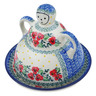 Polish Pottery Cheese Lady 8&quot; Red Pansy