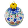 Polish Pottery Christmas Ball Ornament 3&quot; Snowflakes And Pinecones