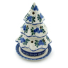 Polish Pottery Christmas Tree Candle Holder 6&quot; Blue Berry Special UNIKAT