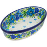 Polish Pottery Condiment Dish 6&quot; Blue Kissed Petals UNIKAT
