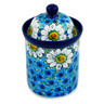 Polish Pottery Cookie Jar 8&quot; Pansies And Daisies UNIKAT