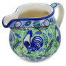 Polish Pottery Creamer 8 oz Blue Rooster UNIKAT