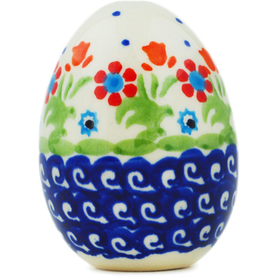 Polish Pottery Egg Figurine 3&quot; Spring Flowers