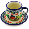 Polish Pottery Espresso Cup with Saucer 3 oz Apple Orchard