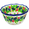 Polish Pottery Fluted Bowl 4&quot; Christmas Flower UNIKAT