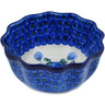 Polish Pottery Fluted Bowl 5&quot; Blue Poppies