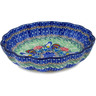 Polish Pottery Fluted Bowl 9&quot; Summer Rooster UNIKAT