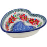 Polish Pottery Heart Shaped Bowl 6&quot; Cherry Colored Florals UNIKAT