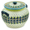 Polish Pottery Jar with Lid 11&quot; Green Daisy