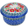Polish Pottery Jar with Lid 4&quot; Cherry Colored Florals UNIKAT