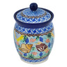 Polish Pottery Jar with Lid 5&quot; Ocean Whisper UNIKAT