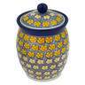 Polish Pottery Jar with Lid 5&quot; Popcorn Daisies UNIKAT
