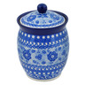 Polish Pottery Jar with Lid 6&quot; Blue Poppy Circle UNIKAT