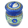 Polish Pottery Jar with Lid 6&quot; Cobalt Poppies UNIKAT
