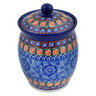Polish Pottery Jar with Lid 6&quot; Dancing Blue Poppies UNIKAT