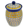 Polish Pottery Jar with Lid 6&quot; Popcorn Daisies UNIKAT