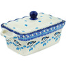 Polish Pottery Jar with Lid and Handles 8&quot; Winter Sparrow