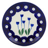 Polish Pottery Mini Plate, Coaster plate Blue Tulip Peacock